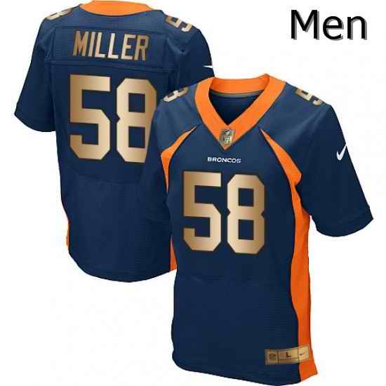 Men Nike Denver Broncos 58 Von Miller Elite NavyGold Alternate NFL Jersey